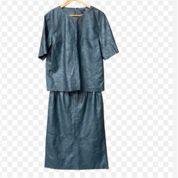 COS Blue/Grey Leather Top and Skirt - Picture 1 of 9